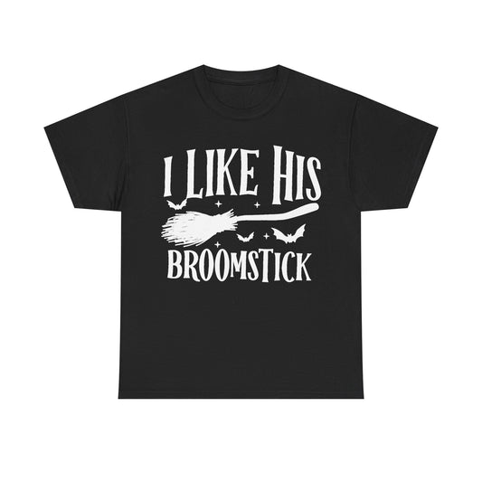 I Like His Broomstick | Halloween Couples Tee